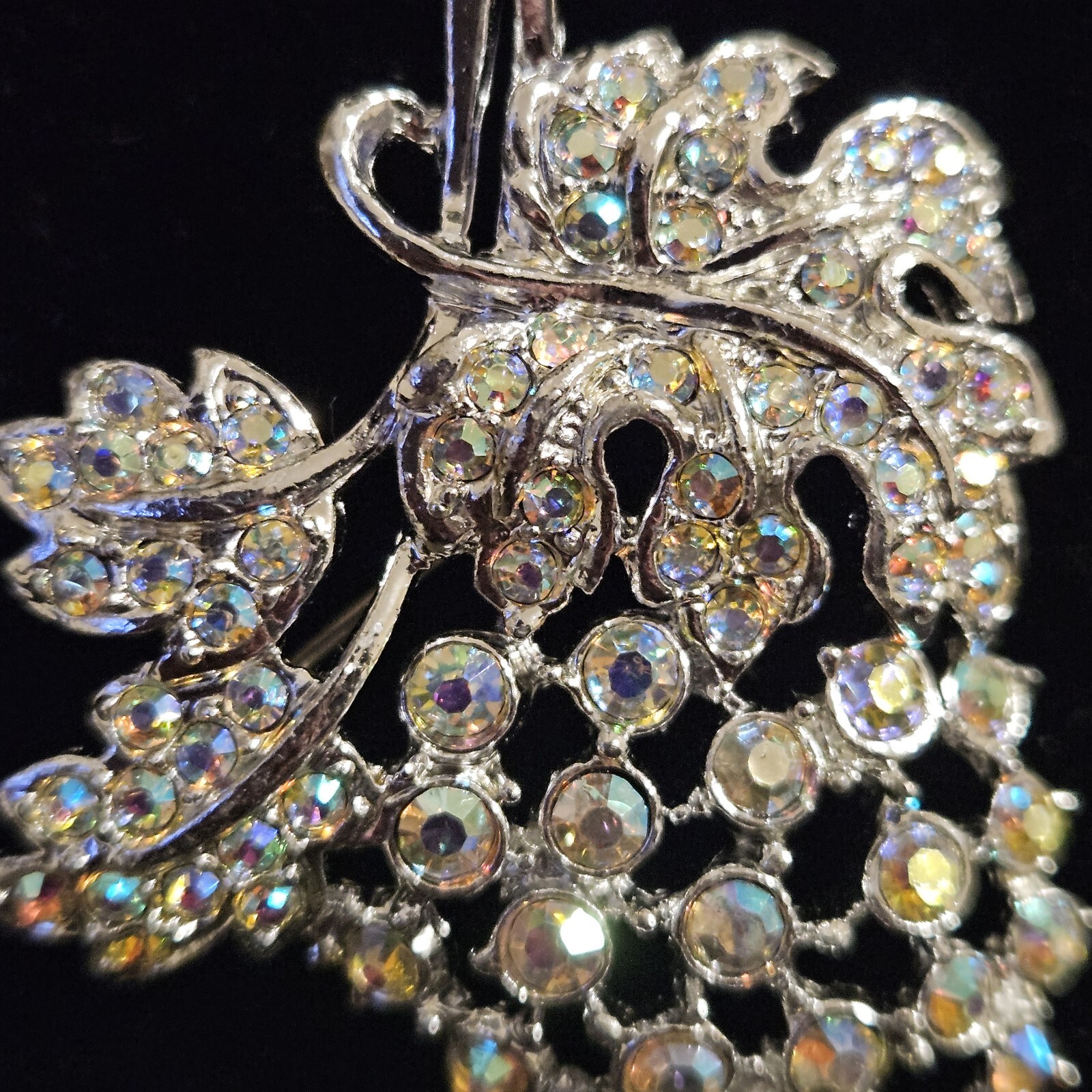 Vtg AB Aurora Borealis Bunch of Grapes Brooch Extreme Sparkle!