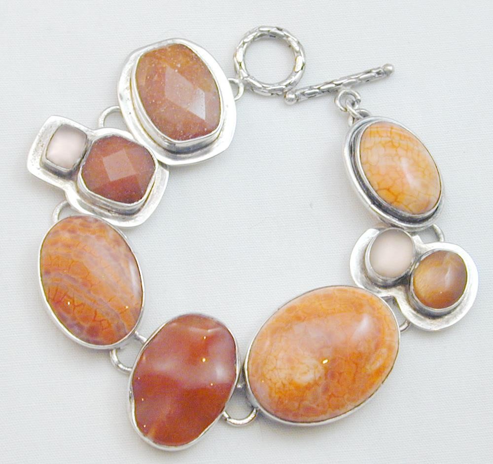 Amy Kahn Russell AKR Bracelet Agate Jade Shades Of Peach Rust