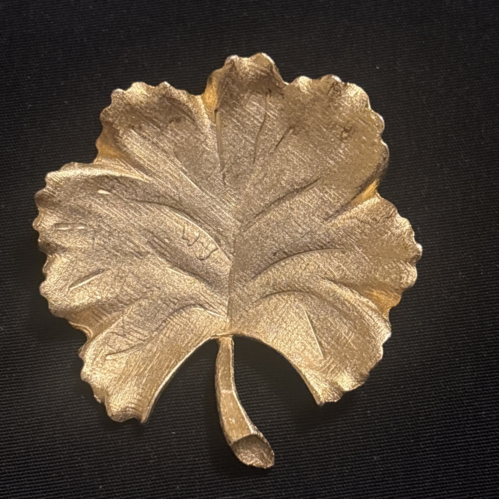 Vintage Leaf Shaped Brooch – Gold Toned Costume Jewelry