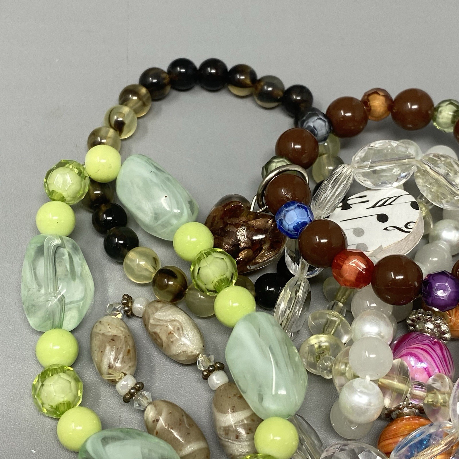 Acrylic Beaded Bracelet Lot Stretch Craft Multicolor Chunky Lot of 10