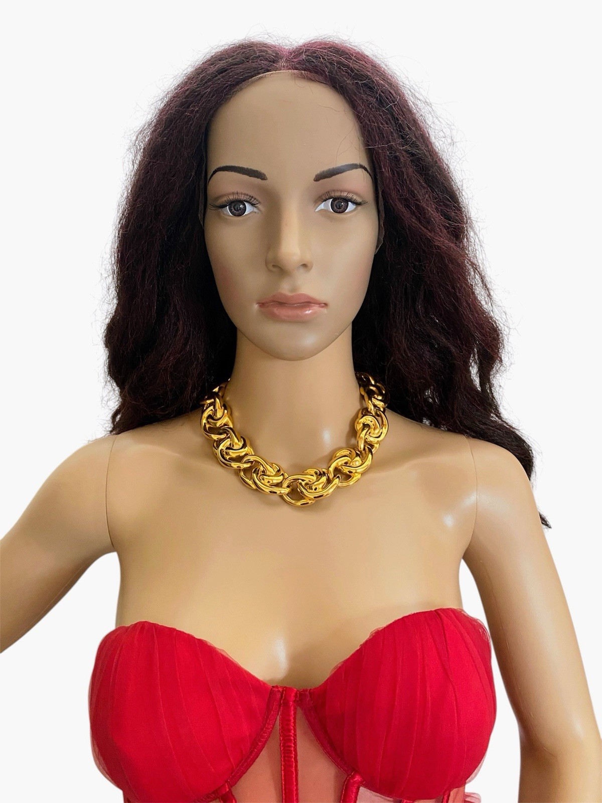 VTG Anne Klein Gold Tone Chunky Link Necklace 17.5in