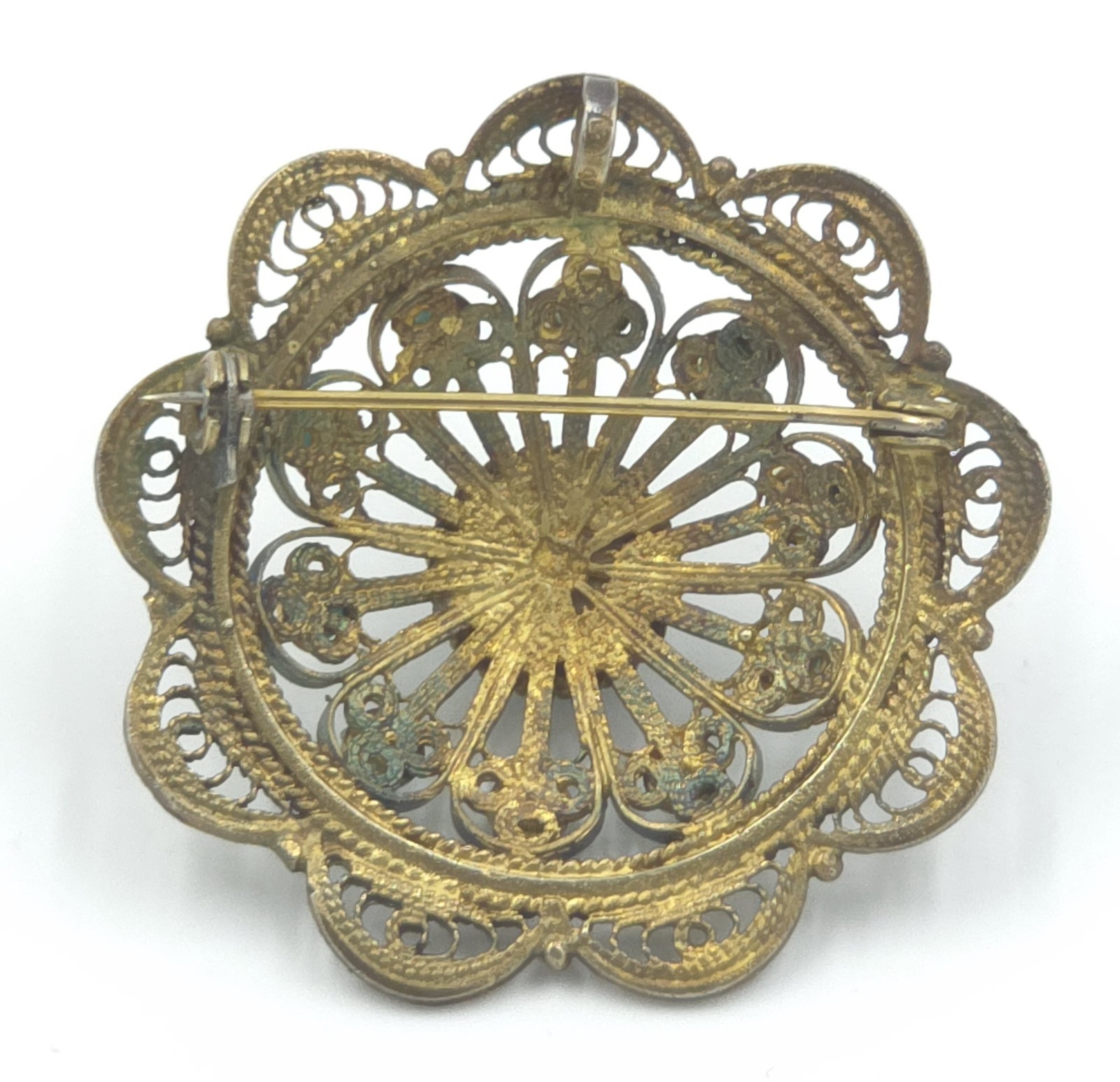 Vintage Eilat & Turquoise STERLING SILVER Filigree Cannetille BROOCH/PENDANT