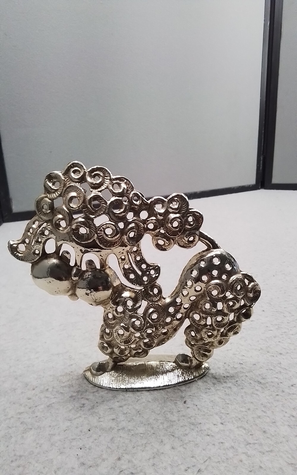 Revere Metal Poodle Dog Earring Holder Gold In Color 4 3/4″ X 5″ Pierced Clip On