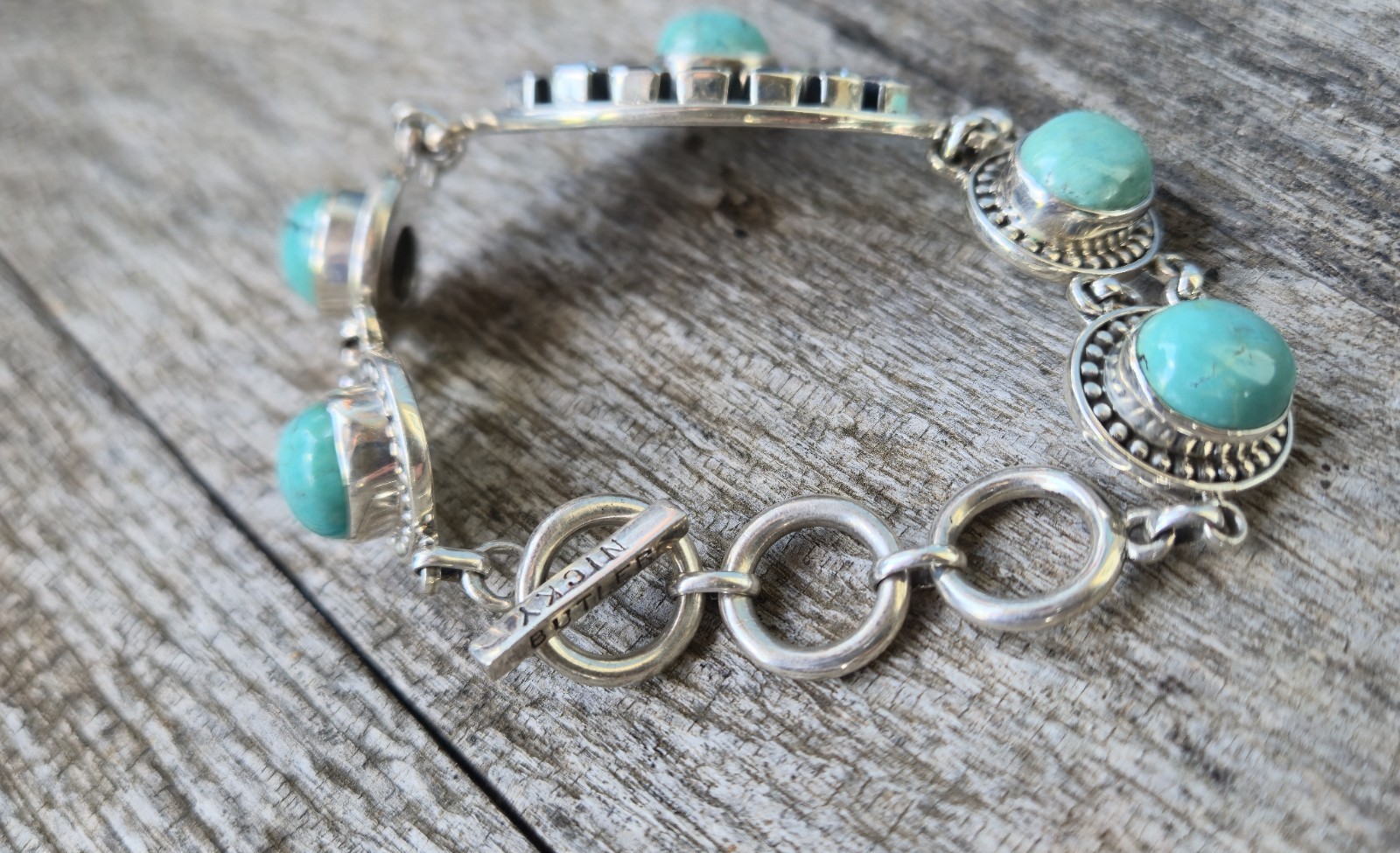 Nicky Butler LIMITED EDITION RAJ COLLECTION 925 Sterling Silver Bracelet 7.75″🩵