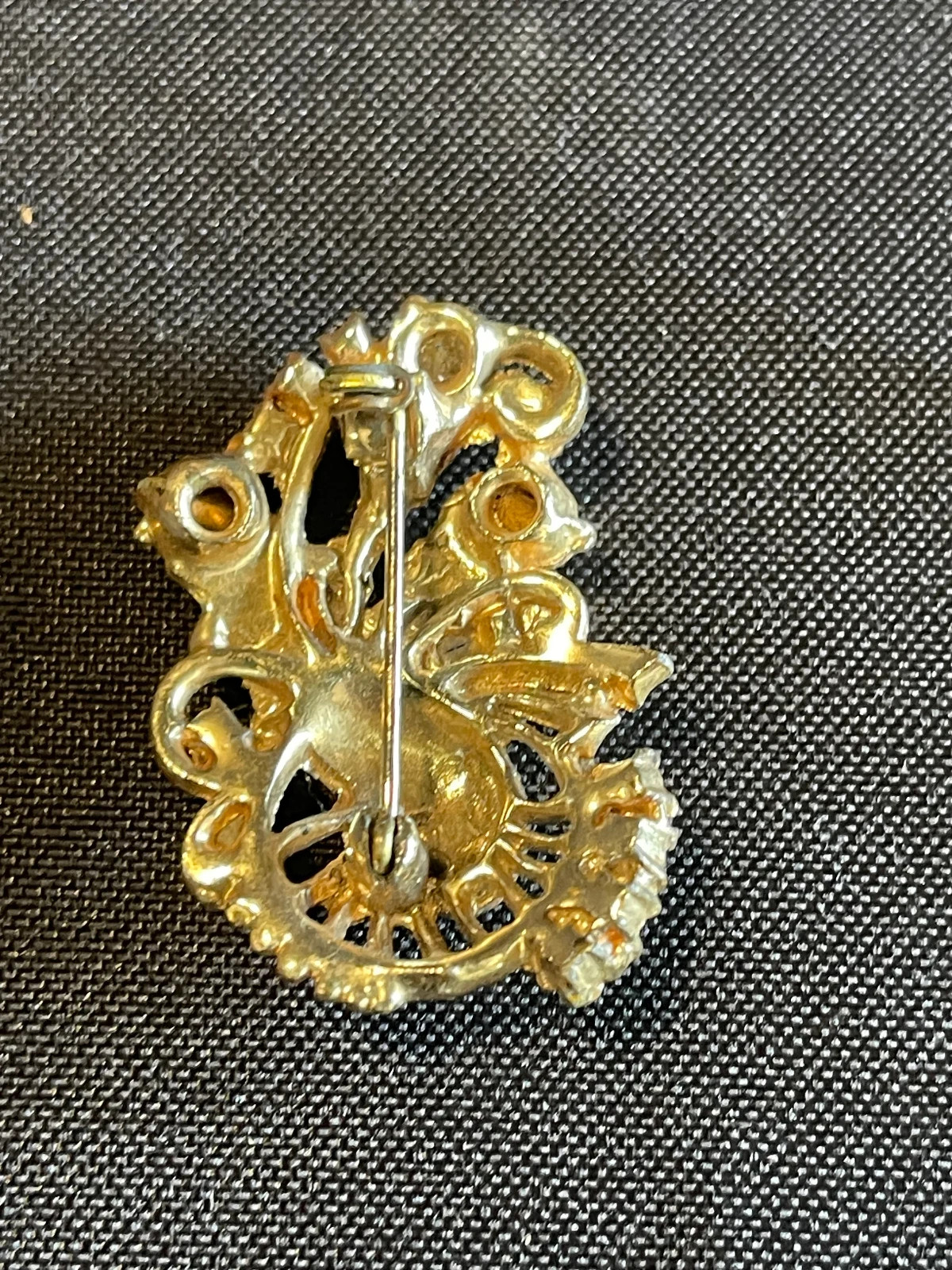 Vintage Rhinestone Tulip Bouquet Pink and Green Enamel Brooch