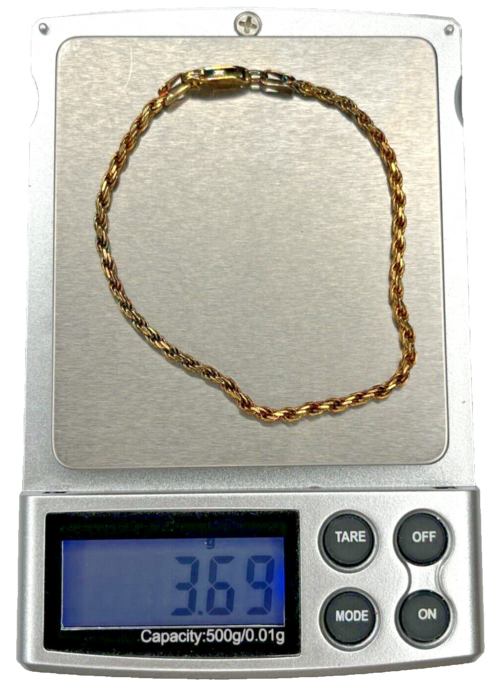 Vintage FB Italy Sterling 925 Gold Vermeil Wash Plated Rope Link Bracelet 6.75″