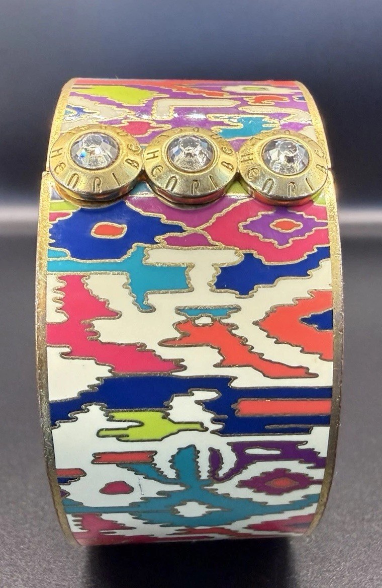 Y2K Henri Bendel Ny Tribal Inspired multicolored Enameled Inkat Bracelet Bangle