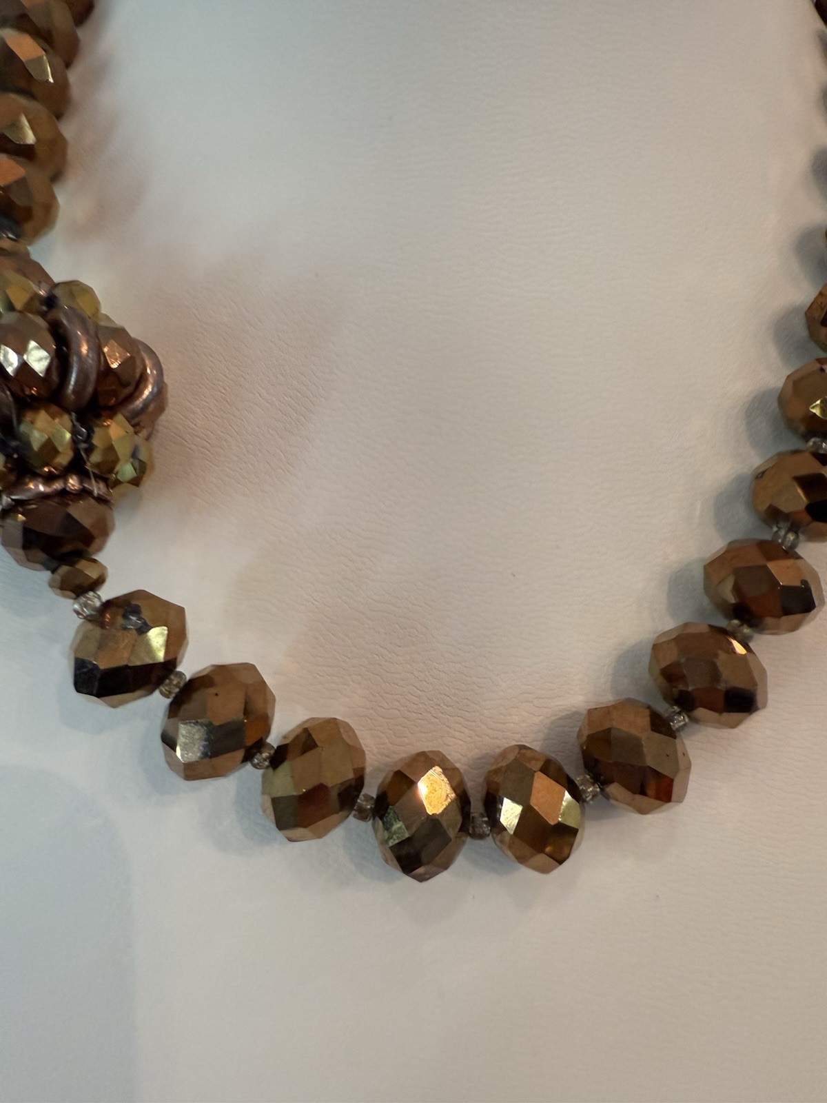 Bronze Crystal Bead Necklace With Cluster.. Beautiful For Fall