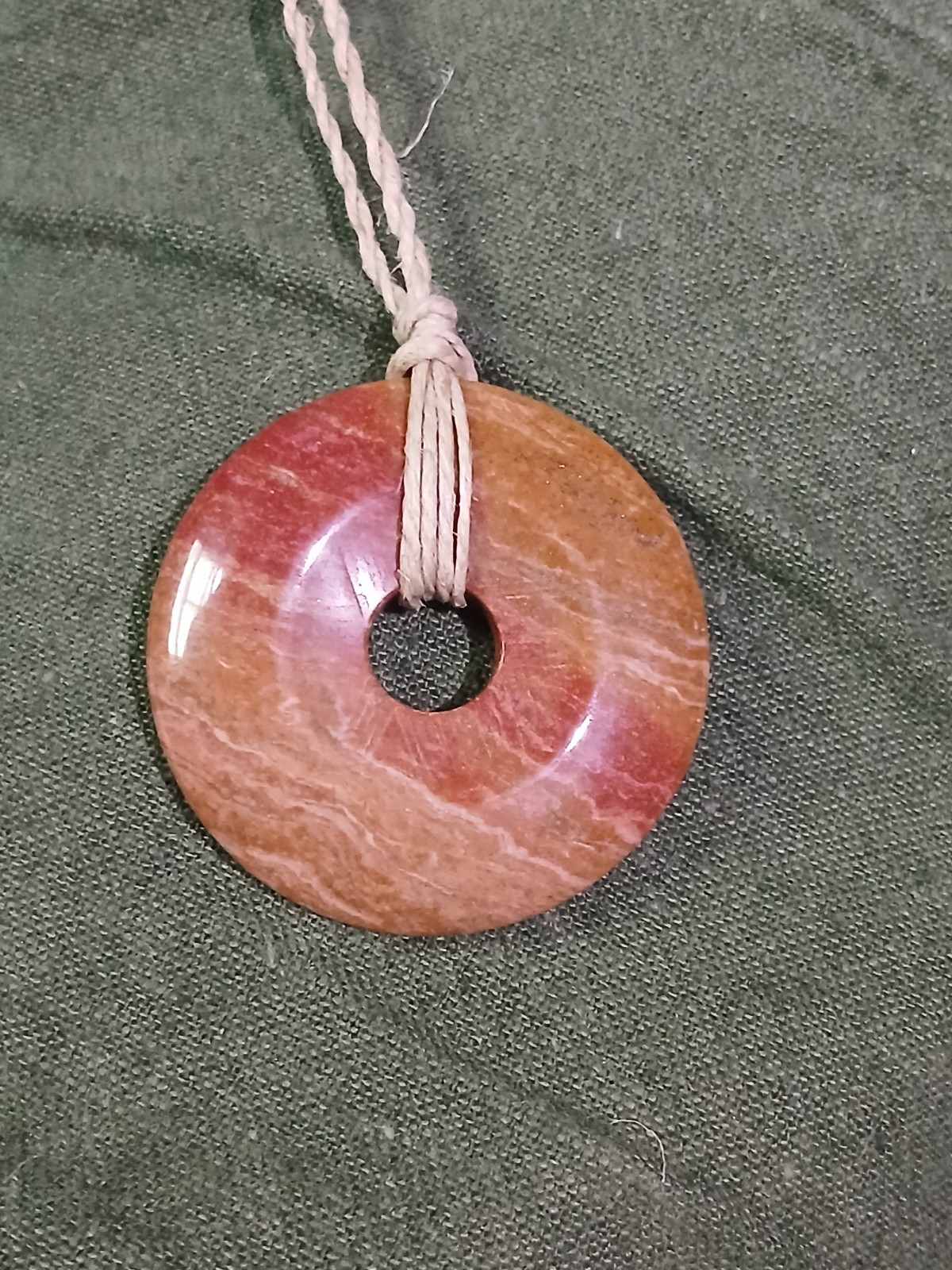 Rainbow Jasper Necklace Hemp Cord Hippie Boho Travel Beach Wear Friend’s Gift