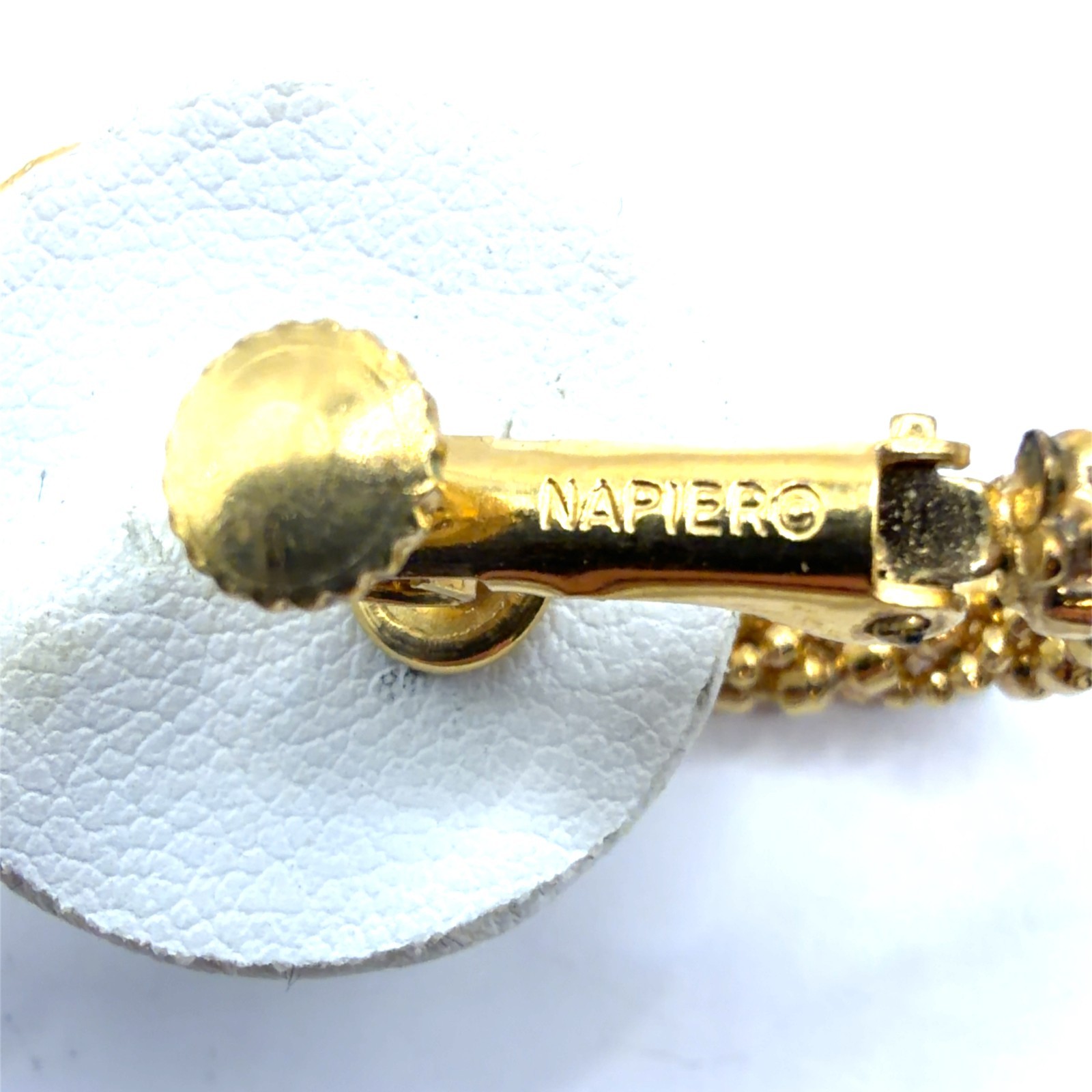 Vintage Napier Woven Rope Adjustable Clip on Gold Tone Earrings