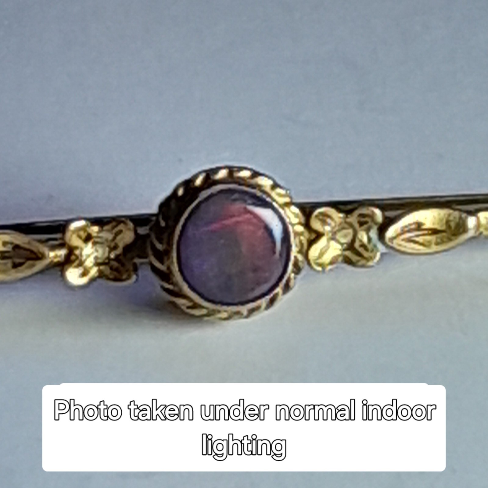 Antique 9ct Gold Black Opal Bar Brooch – Rare Red Fire – Victorian/Edwardian 4.7