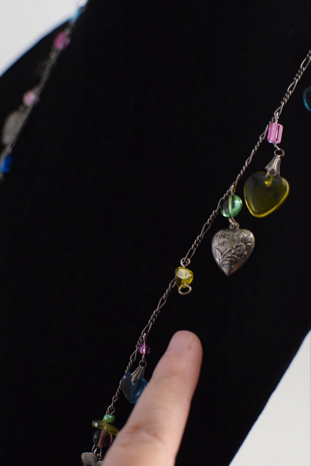 VTG? Glass Works Studio Glass Puffy Hearts Cupid Lock Heart Charm Necklace Read