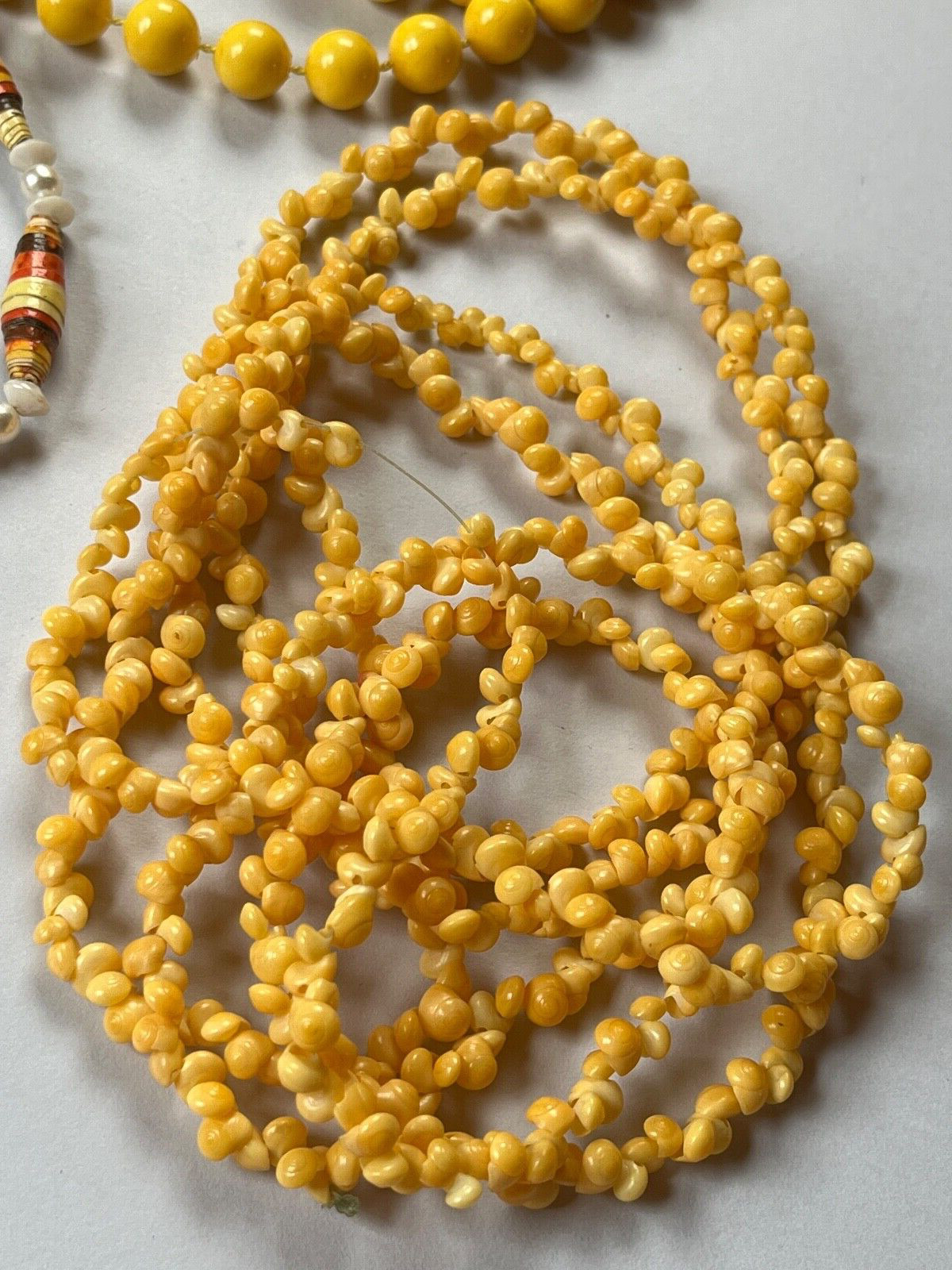 Vintage Lot of Solid Round Sunny Yellow Plastic & Tiny Faux Popcorn Plastic &