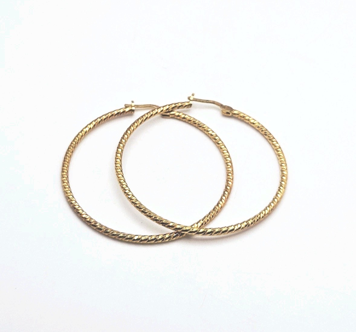 Dyadema Sterling Silver Vermeil Diamond Cut Twisted 46mm Hoop Earrings