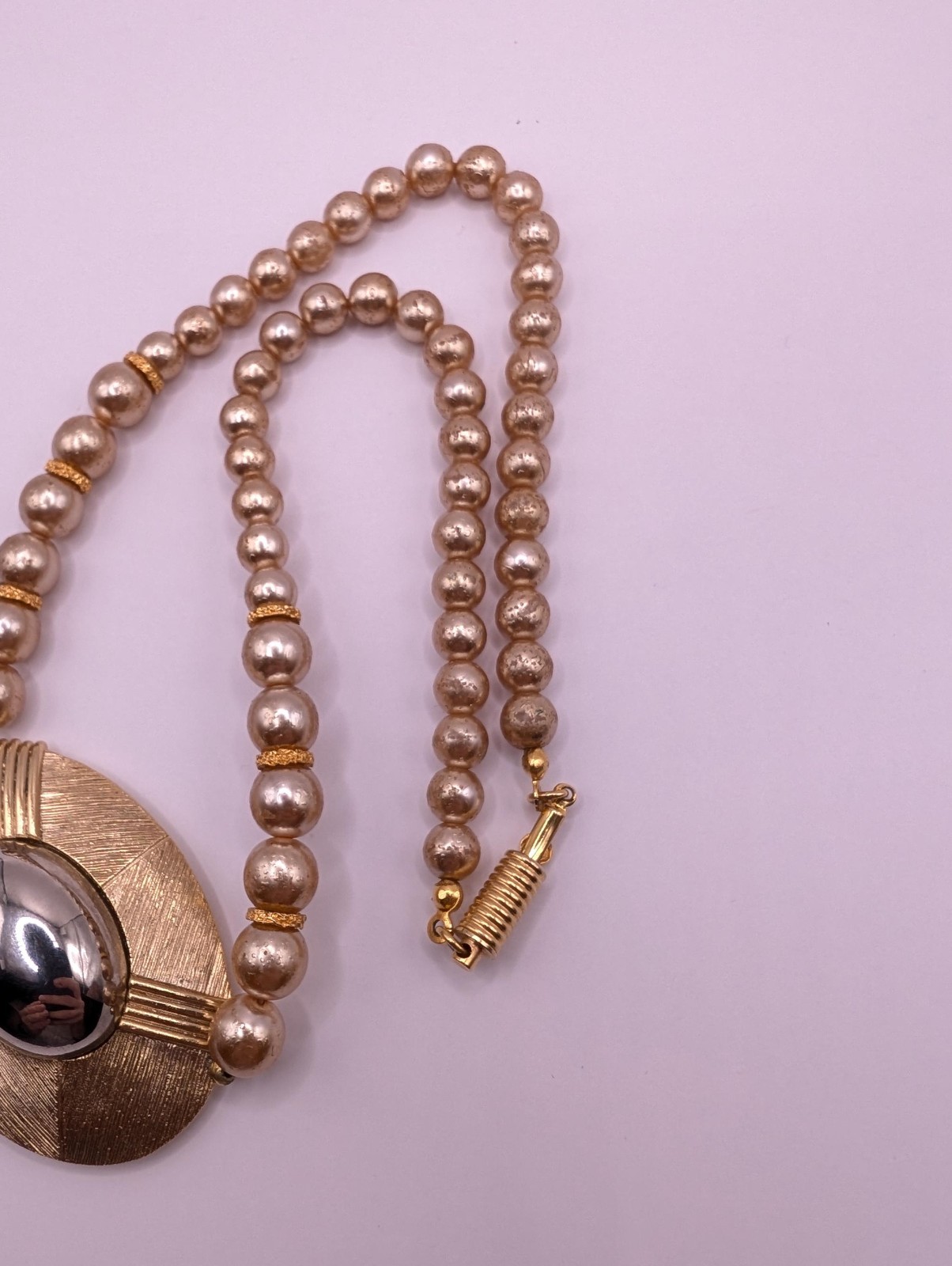 Vintage Orena Paris Gold Tone Pearl Necklace French signed Jewelry Collier