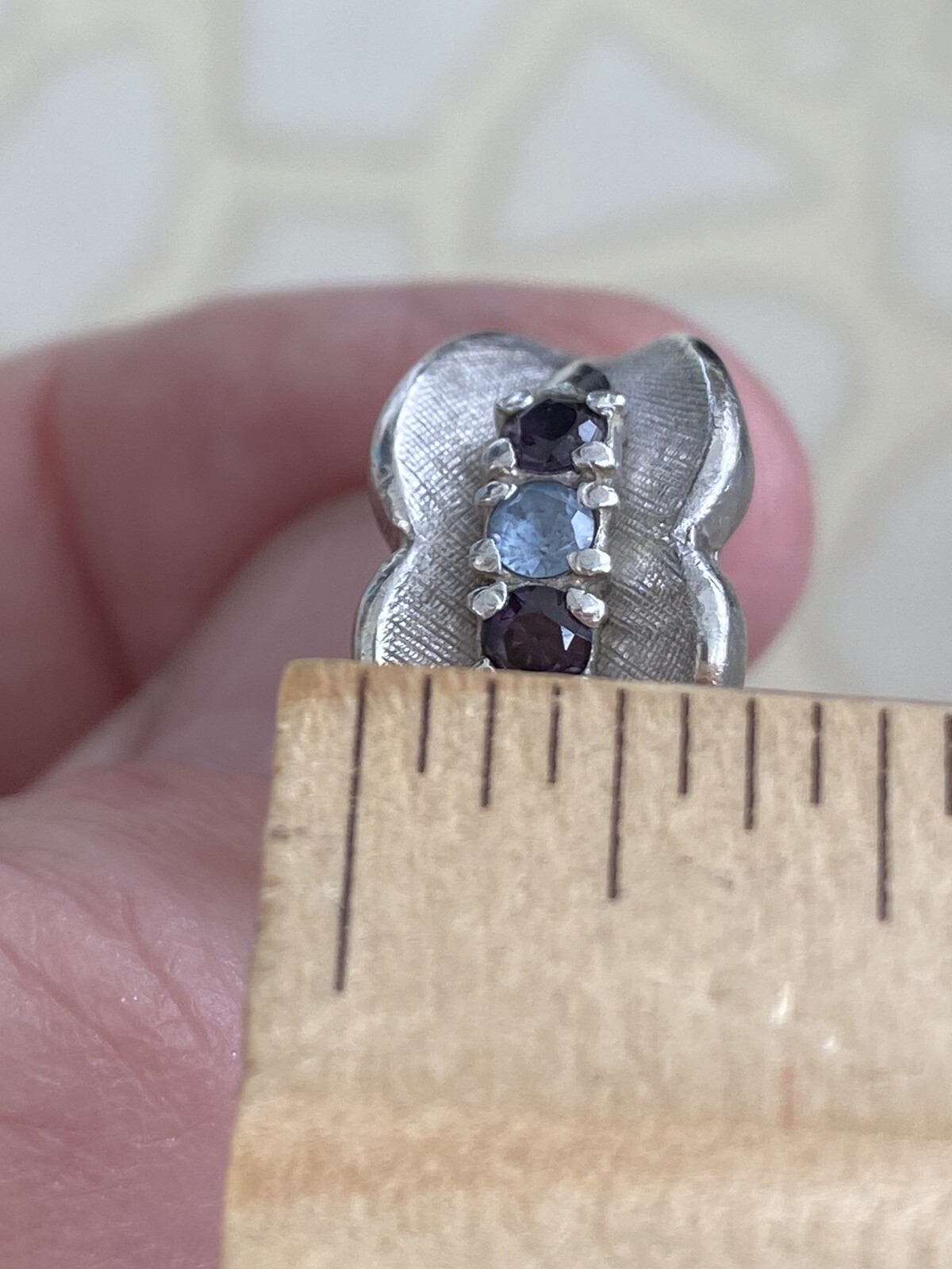 Sterling Silver Ring UNCAS Concave Purple Blue Gemstone Size 6.75 – 4.5g Vintage