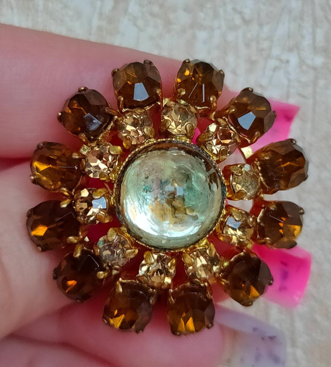 Vintage set of Soviet Czechoslovakian brooches with stones, 6 pcs. USSR.
