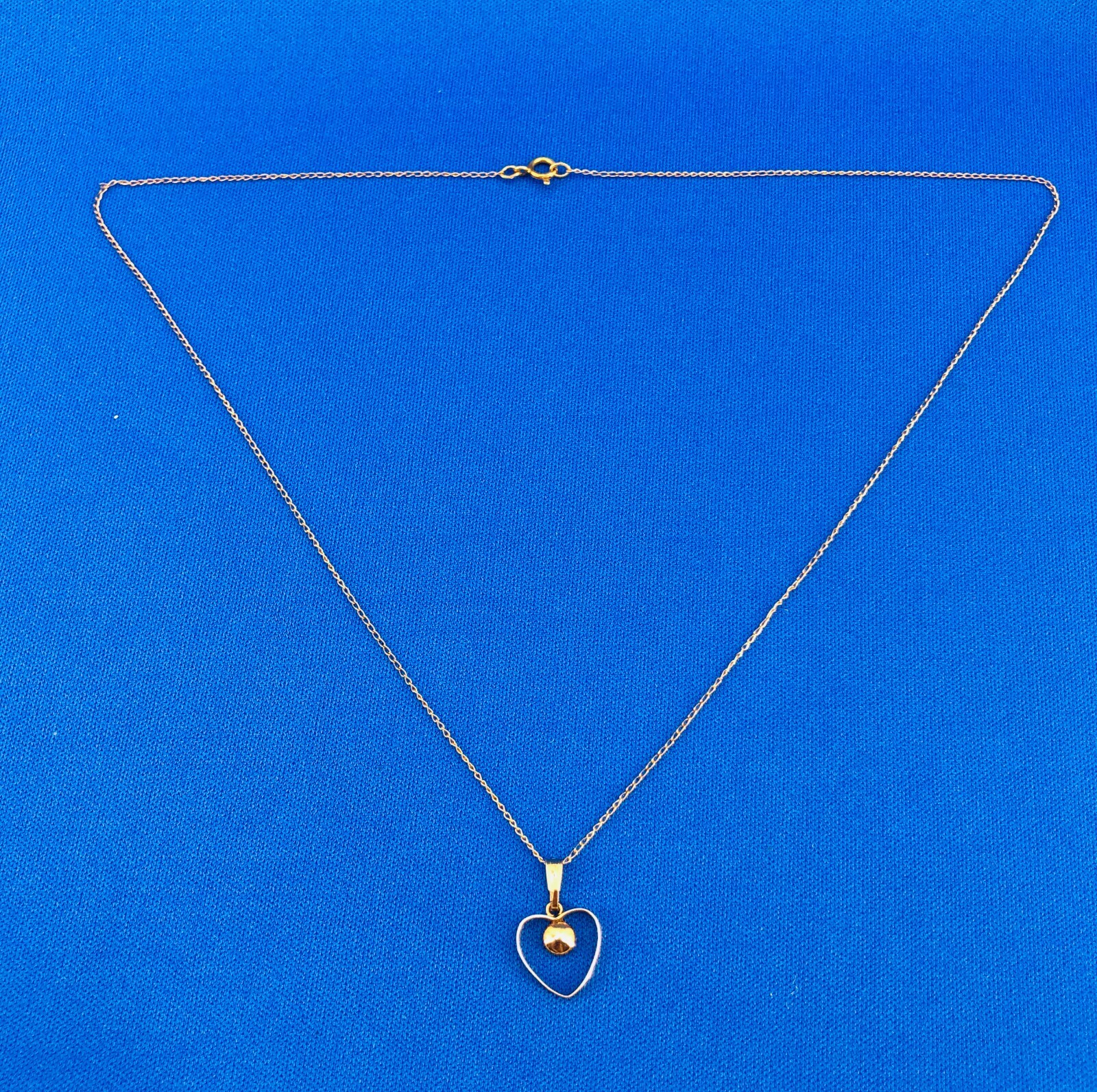Vintage 1/20 14K Marked Heart Pendant Necklace on Chain Love Romantic Jewelry