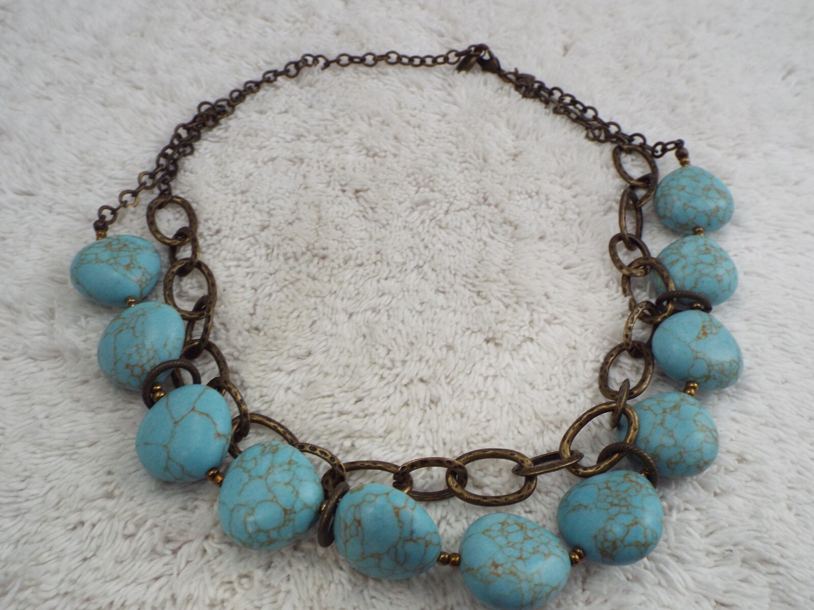 PREMIER DESIGNS Brasstone Blue Howlite Stone Necklace (A53)