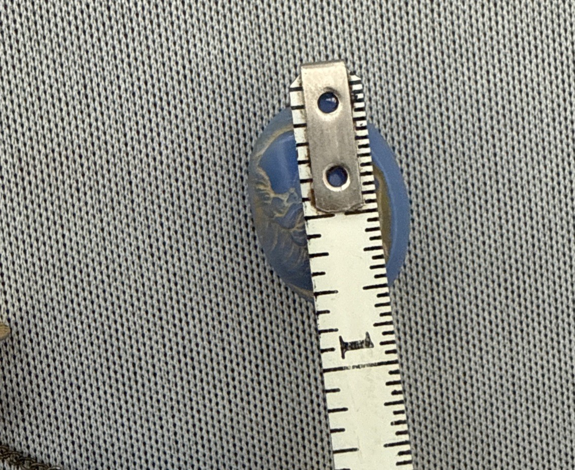 VTG Blue Intaglio Men Figure Head 1/20 12kGF One Of Kind Rare 2”1/4 Earring