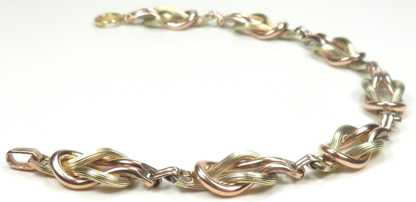 Antique 1940’s Link Bracelet 10 Karat Rose Green Gold 9 1/4″ Length .417″ Width