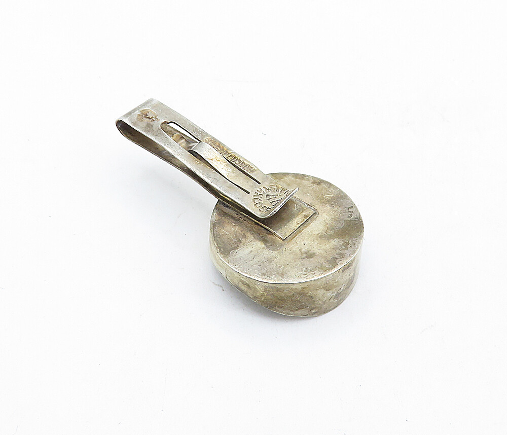 MEXICO 925 Sterling Silver Vintage Concave Cuff Links & Tie Clip Set TR1226