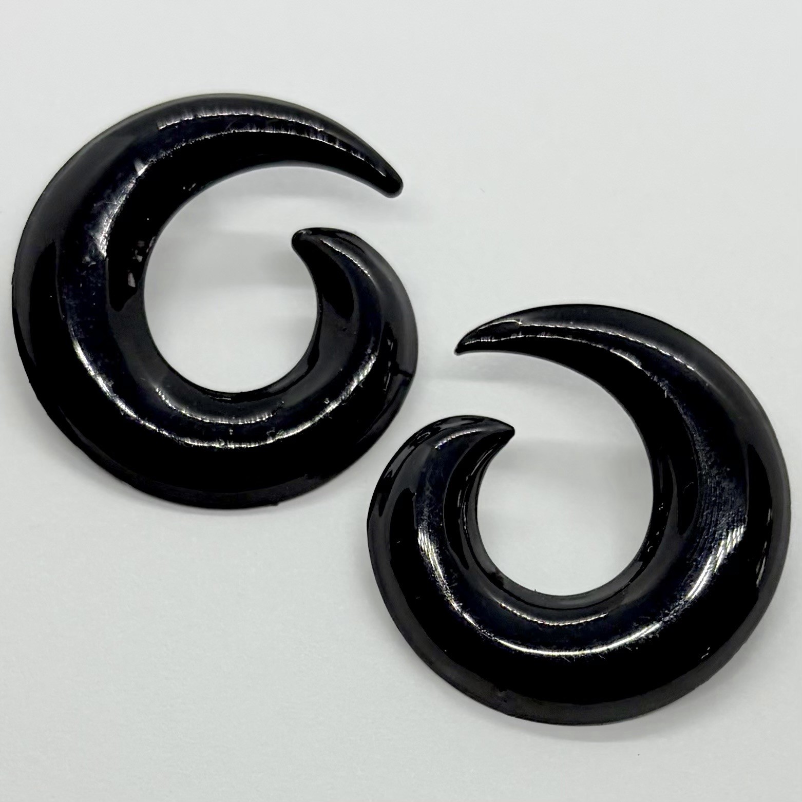Vtg 80’s Retro Black Enamel Curl Swirl Goth Punk Statement Earrings Post Large