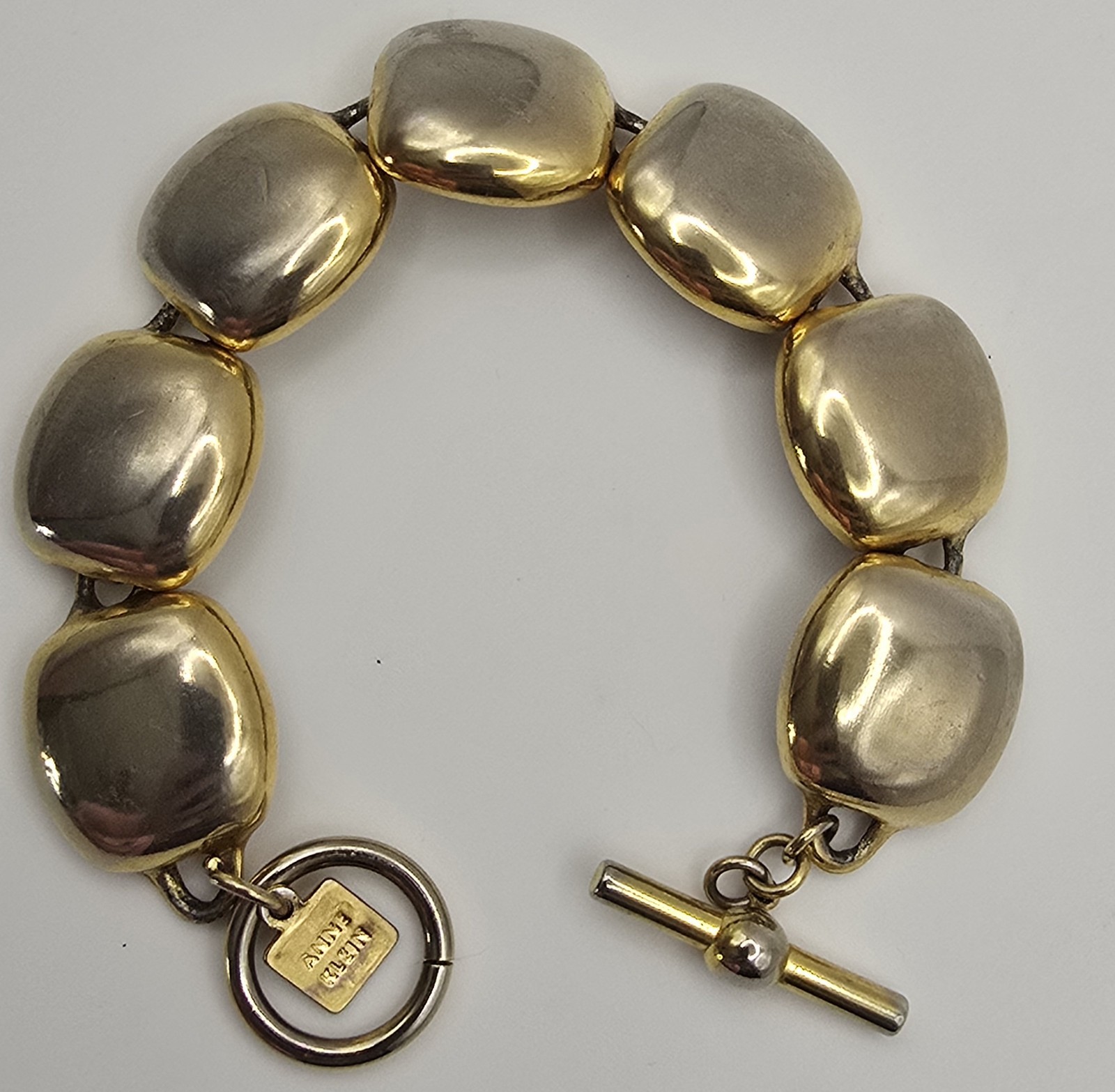 Vintage Anne Klein Bracelet Gold Plate Toggle Closure 7 Inches
