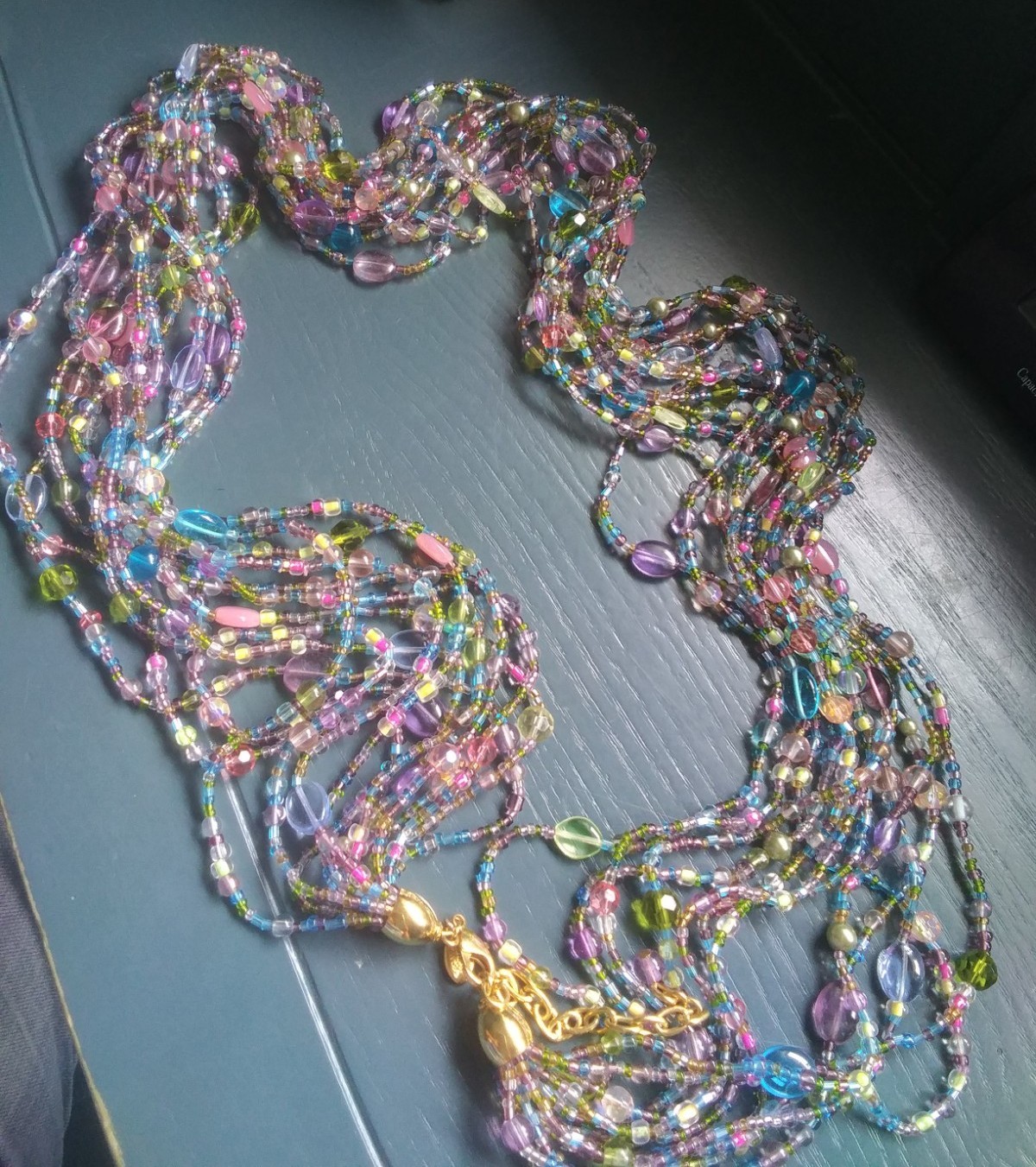 Vintage 80’s Joan Rivers Pastel Glass Multi Strand/Color Torsade Necklace. J1026
