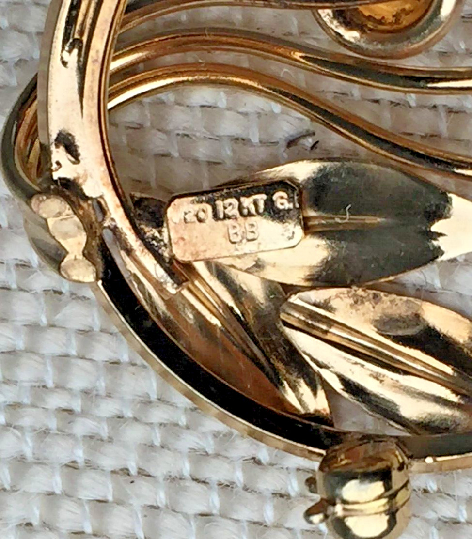 Lovely Vintage BB Binder Brothers 1/20 12K Gold Filled Flower Pin Brooch, 1 1/4″