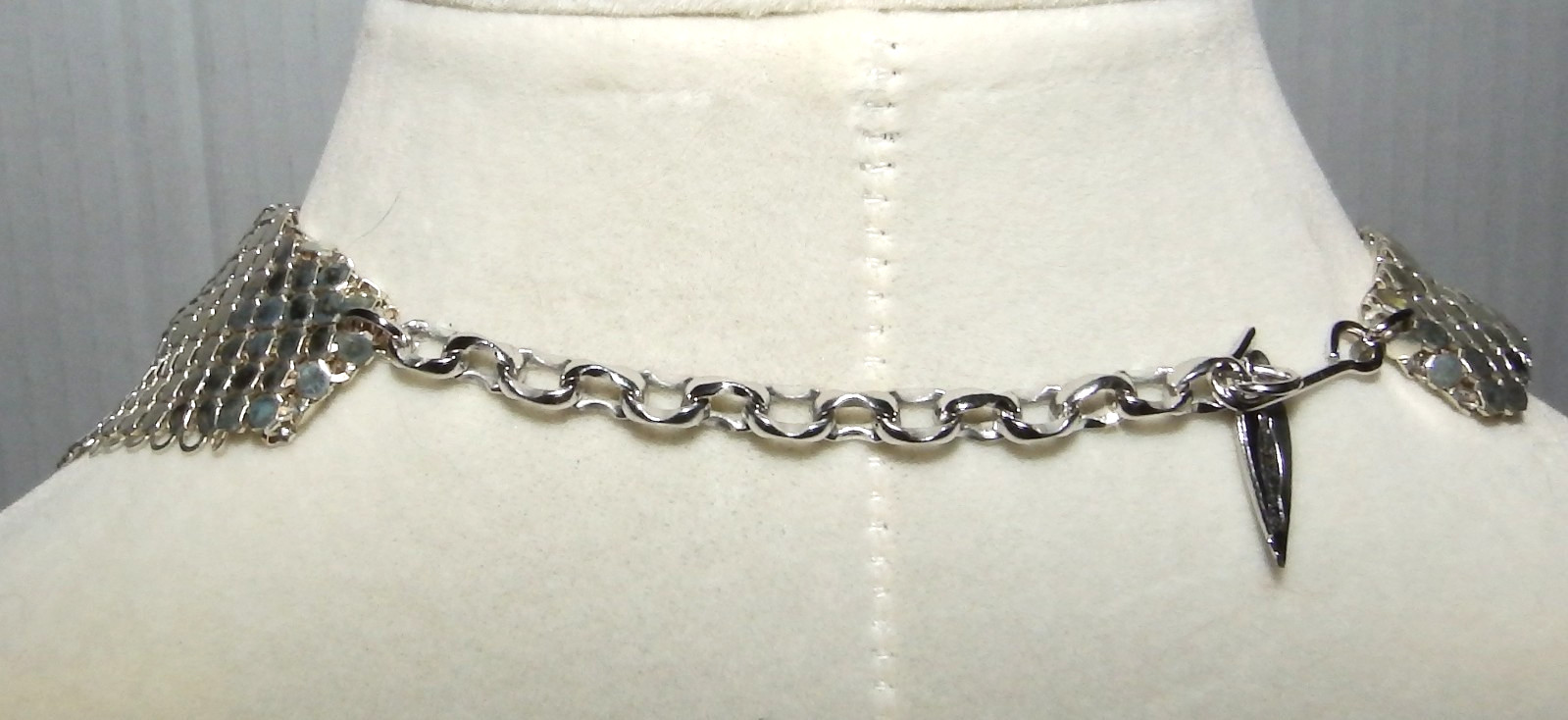 Vintage Whiting & Davis Silver Mesh Drape Bib Chain Scarf Necklace