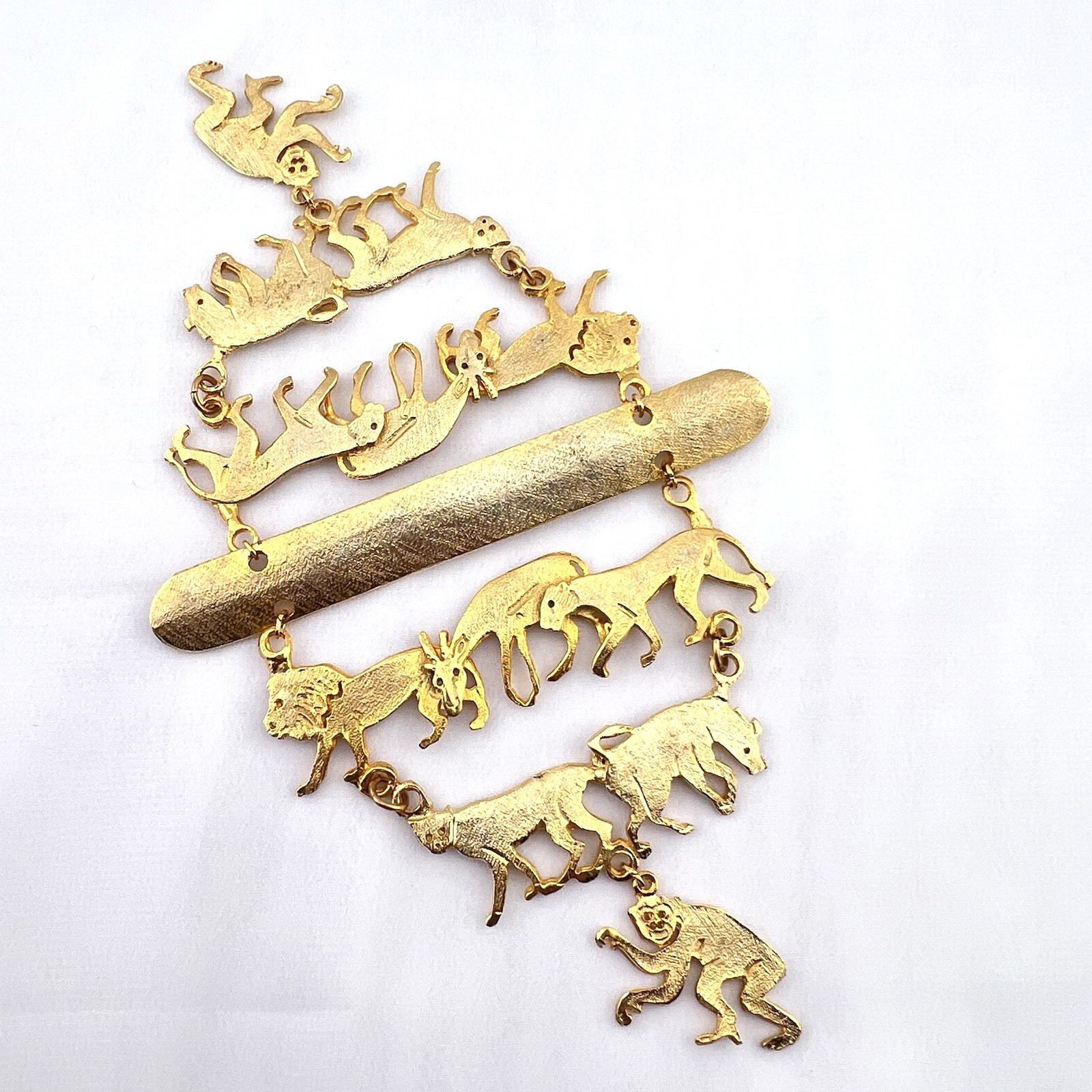 Vintage Ultra Craft Brooch Pin Safari Shoulder Statement Lion Monkey Gold Tone