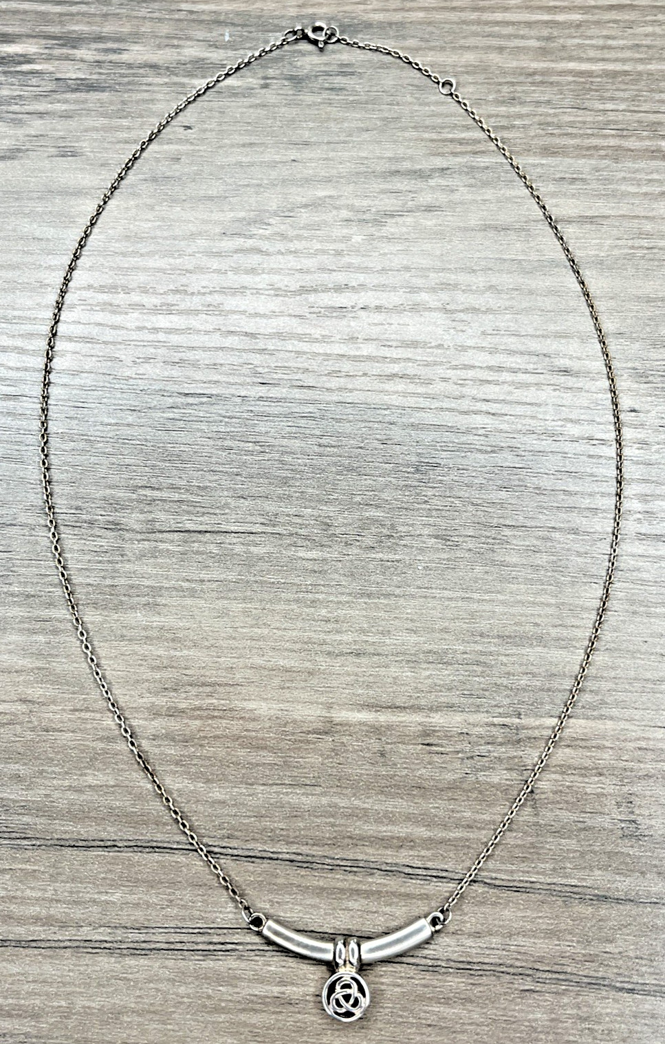 Signed KH Kit Heath Vintage Sterling 925 Irish Celtic Knot Dangle Bar Necklace
