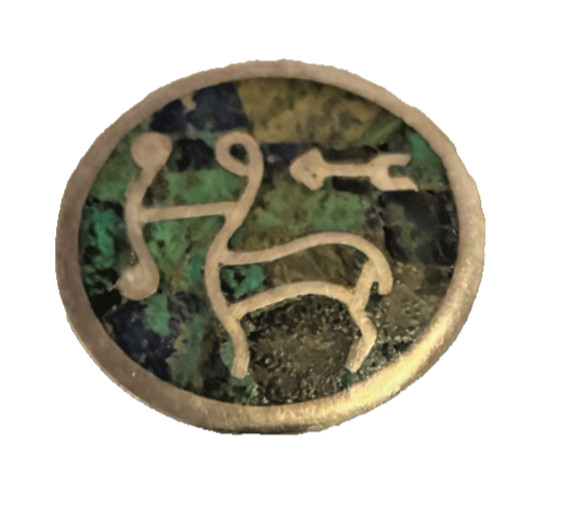 Taxco Los Castillo Sagittarius Sterling Silver Zodiac Inlay Brooch The Archer