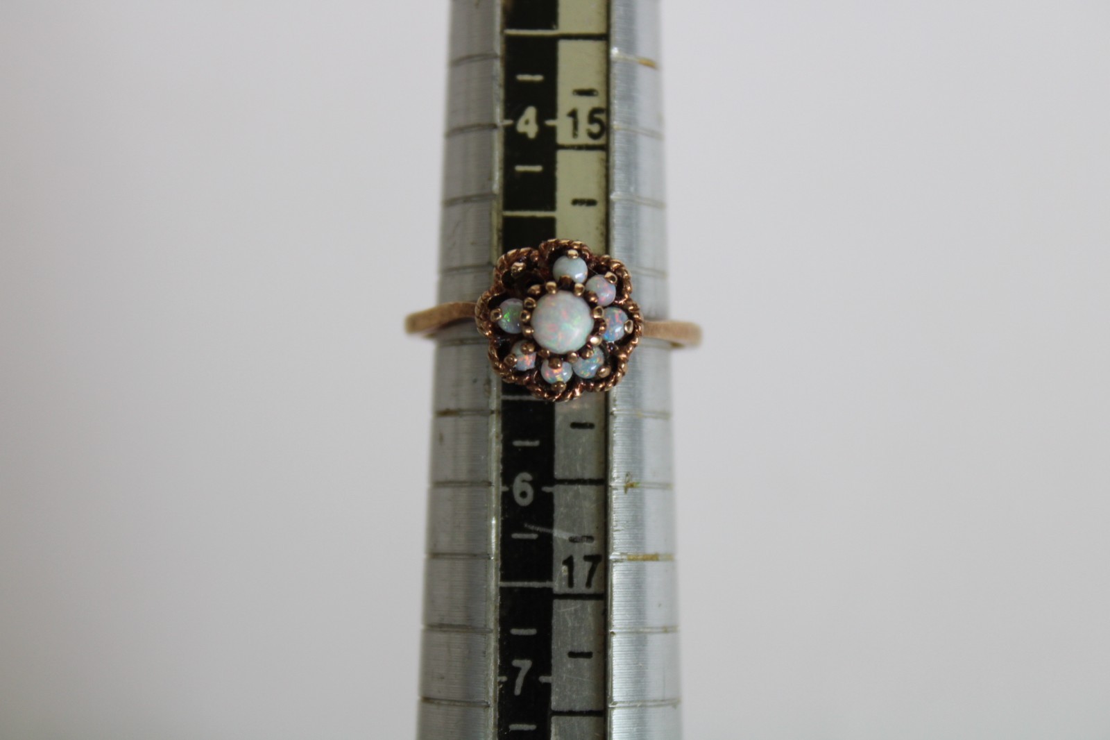 Vtg 10K Yellow Gold & Fire Opal Floral Cluster Ladies Estate Ring, 2.25g -S: 5.5