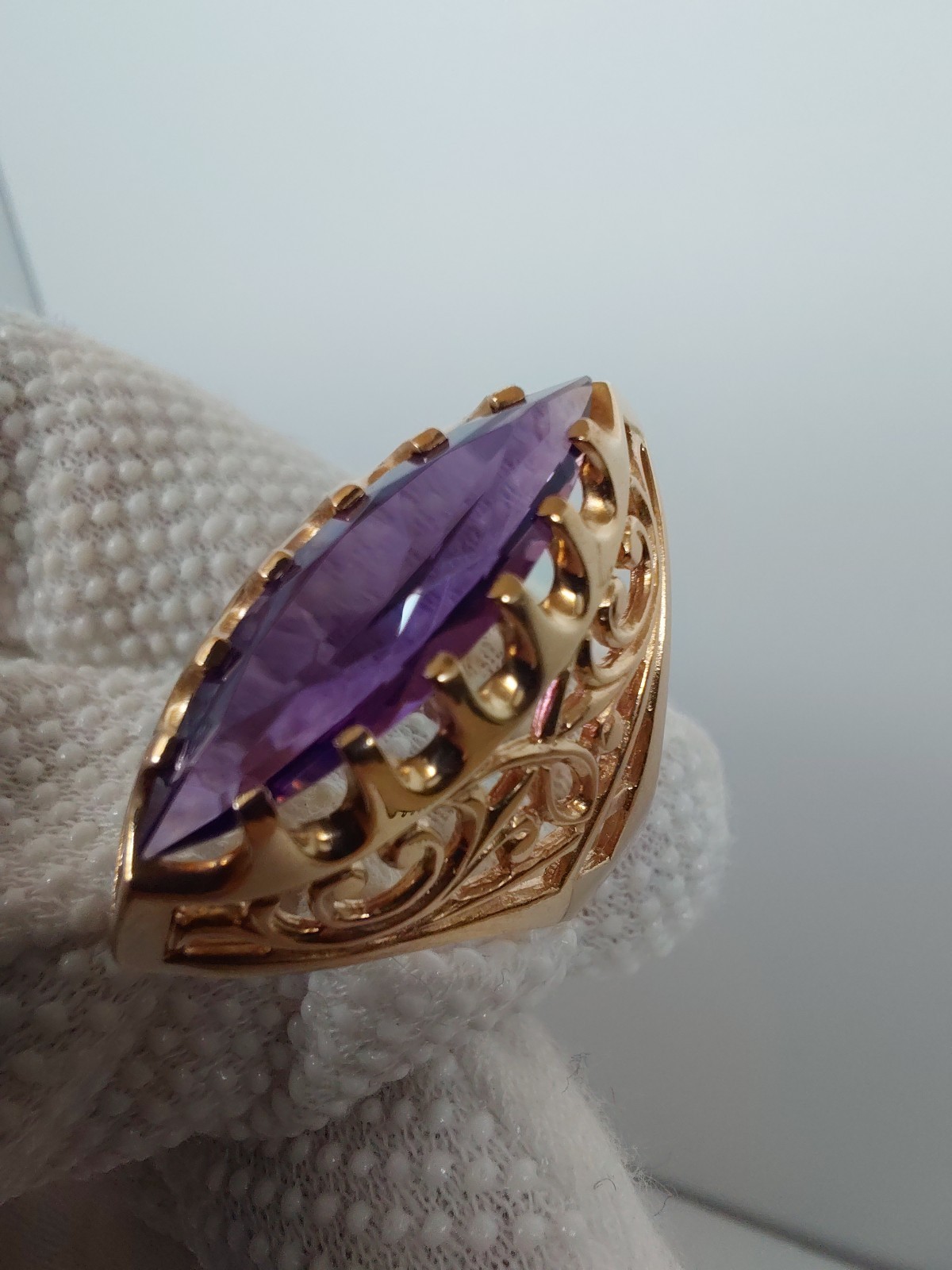 Vintage Soviet Solid Rose Gold Ring 14 K 583 Alexandrite Size 8.25