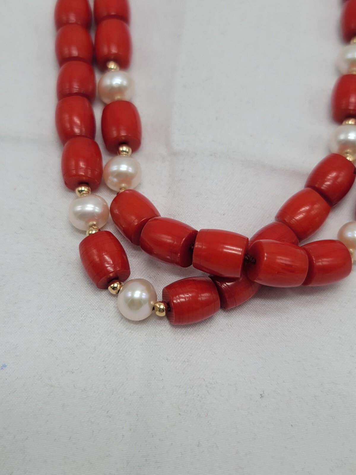 14K GSJ Necklace Pearl Red Coral Extra Long 49 Inches New In Box HSN JEWELRY