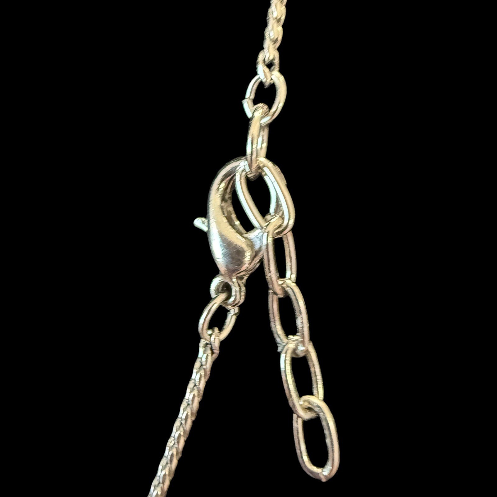 Vintage Silver Necklace Royal Blue Baguette Crystal Pendant, Silver toned Chain