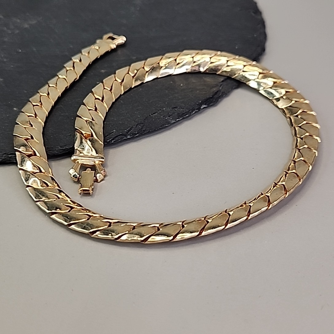 Vintage Cuban Chain Necklace 1 cm Gold Tone 16″