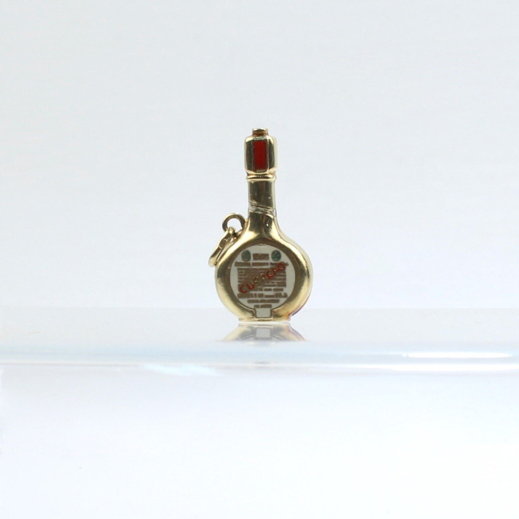 Vintage Enameled 18K Gold Charm of Curaçao Liqueur Bottle for a Bracelet – VR