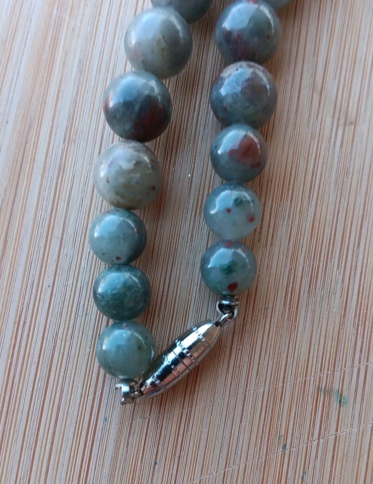 24″ NATURAL AFRICAN BLOODSTONE BEADED NECKLACE VINTAGE