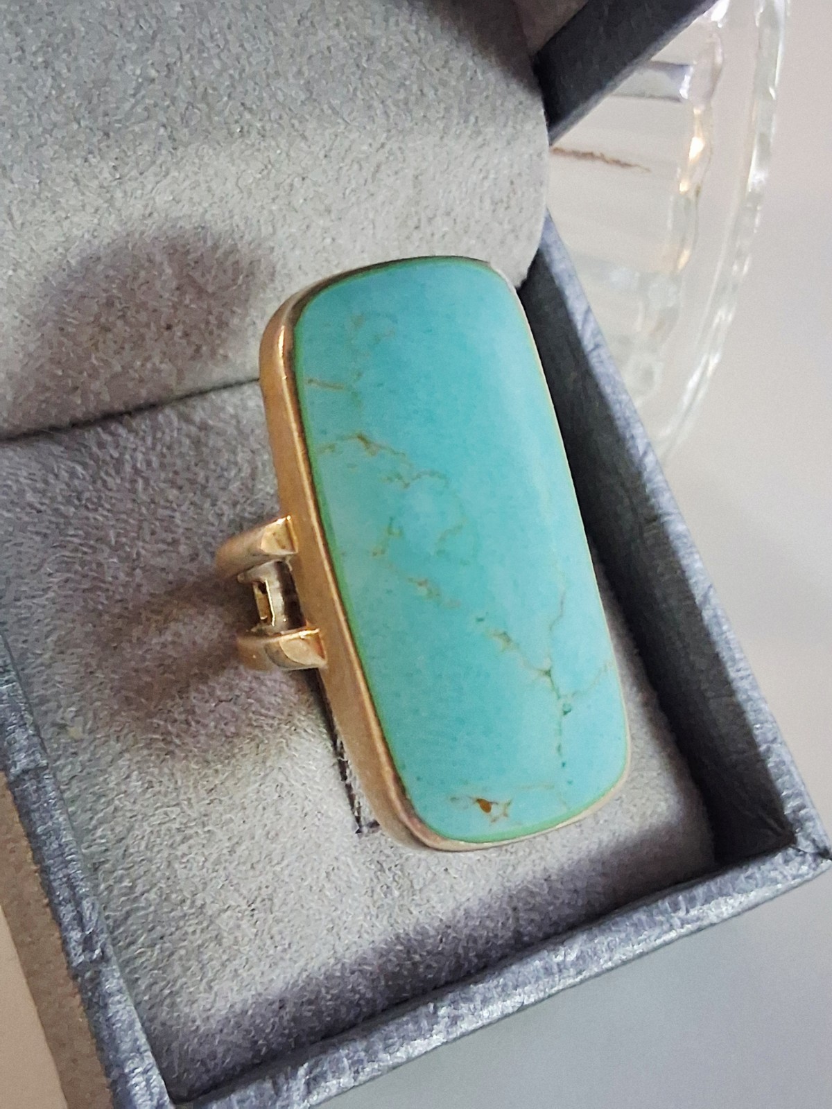 ATI Annika Witt Mexico Turquoise Large Statement Ring Size 8.75 Sterling Silver