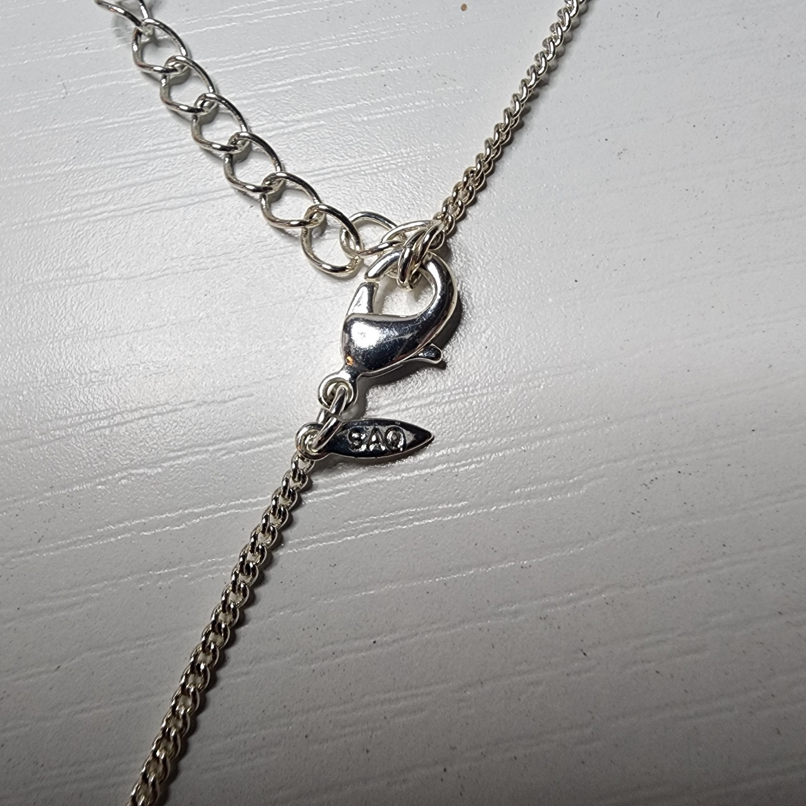 Vintage AVON Signed SAQ Faux Turquoise Blue Enamel Pendant Necklace Silver Toned