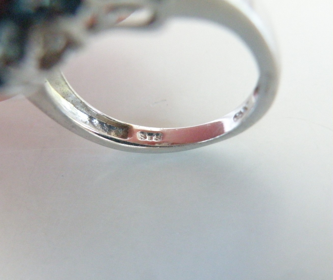 Vintage Sterling Silver 925 Cluster Natural Aqua Blue Apatite Large Ring Size 6