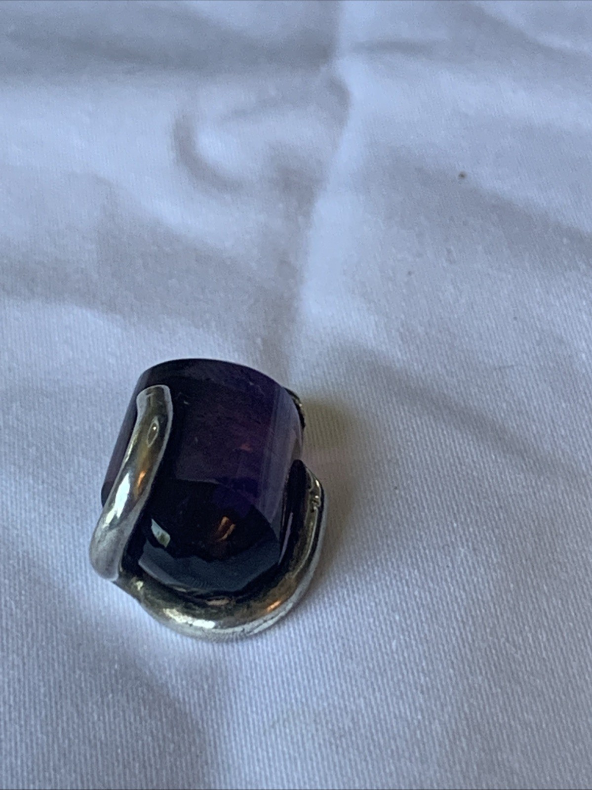 Vintage One Of A Kind Handcrafted Large Amethyst Stone Pendant-Metal Unknown