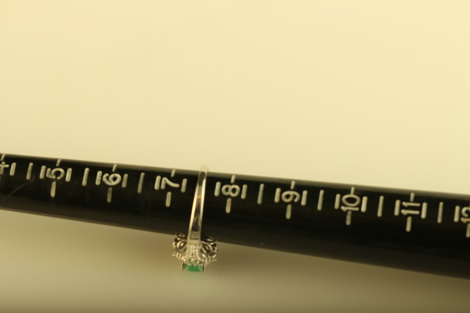 Vintage Sterling Silver Emerald & Crystal CZ Stone Halo Ring signed D’Joy