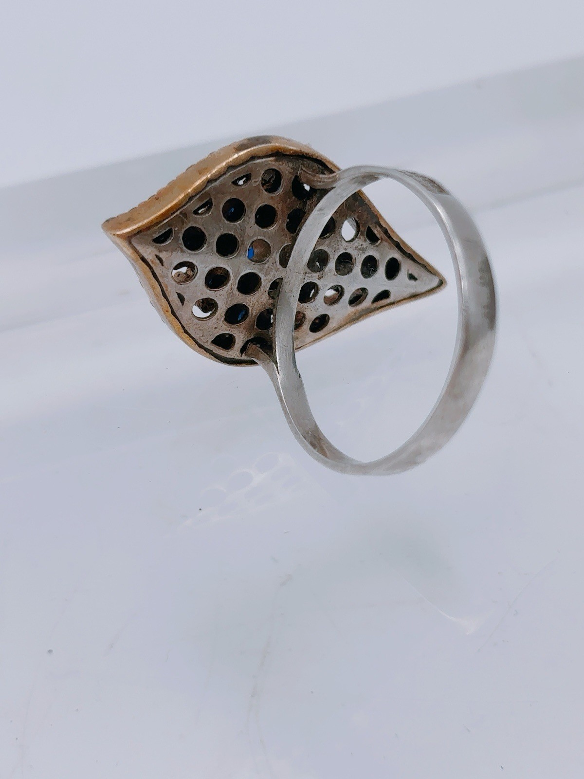 Sterling Silver 925 Turkish Rhombus Iolite Stone Ring Sz 8 Antique Unique