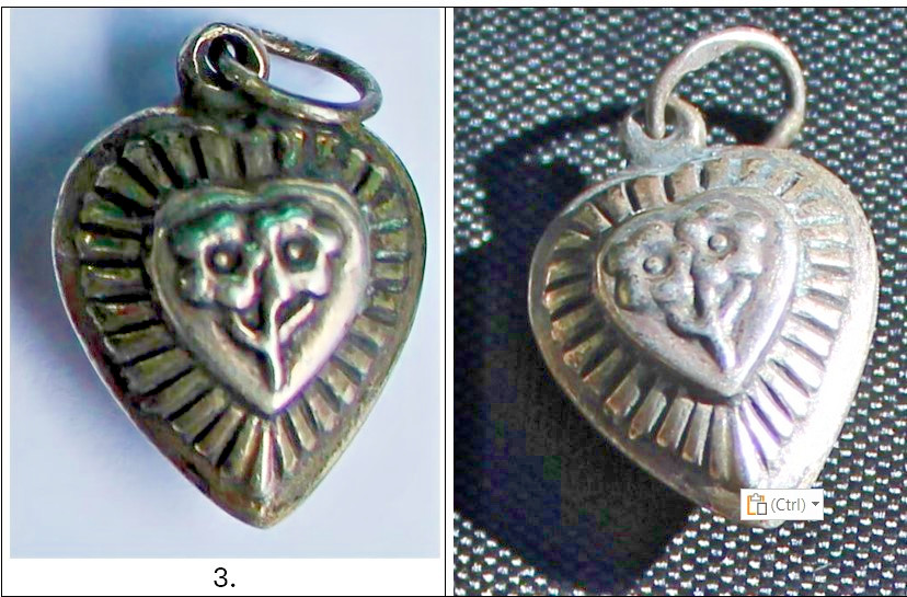 Vintage 1940s Sterling Silver Puffy Heart Charms WWII Sweetheart CHOOSE ONE