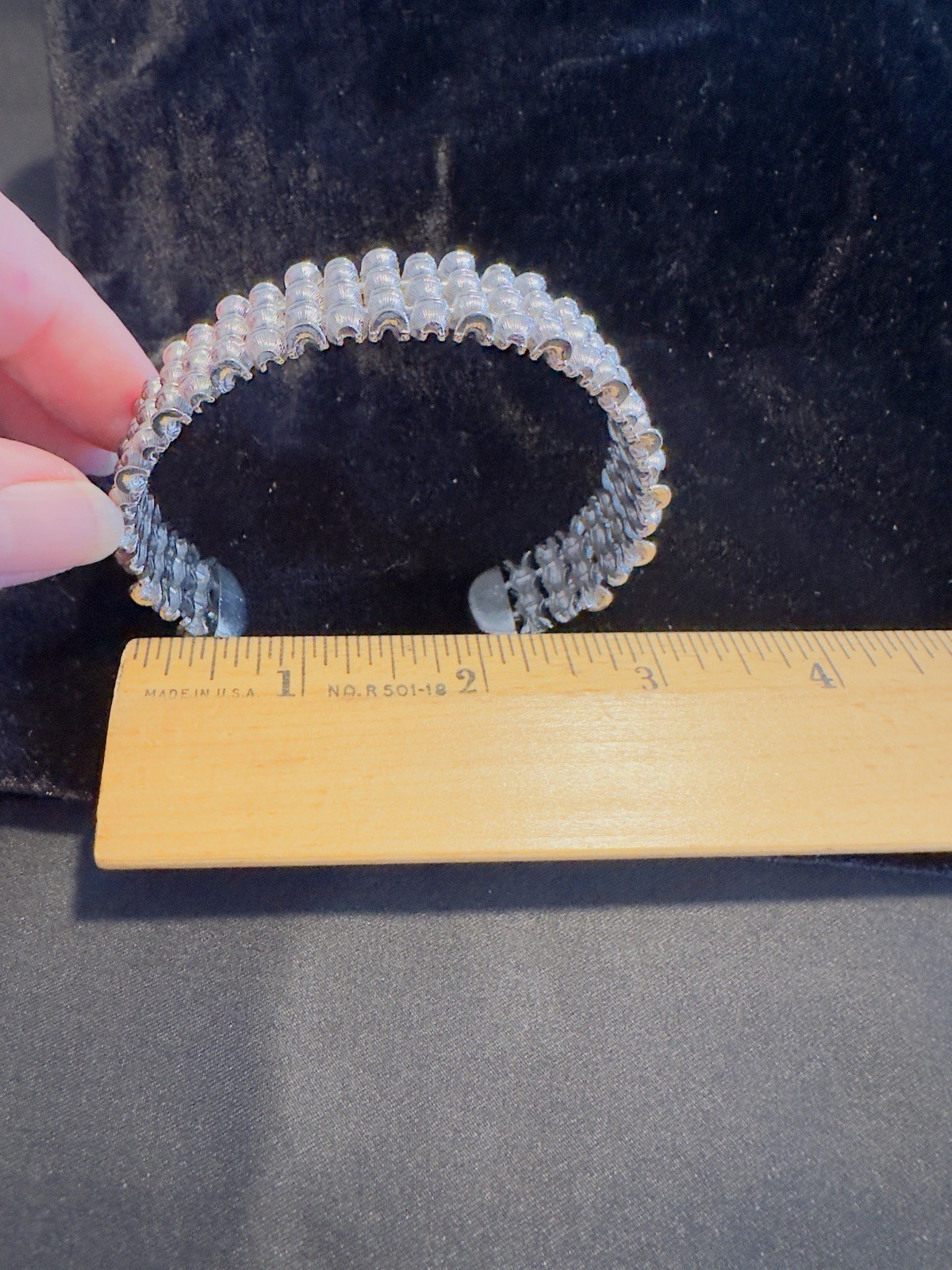 Vintage Cuff Bracelet Bangle Silver Tone Cuff Bamboo Design Good Quality Metal