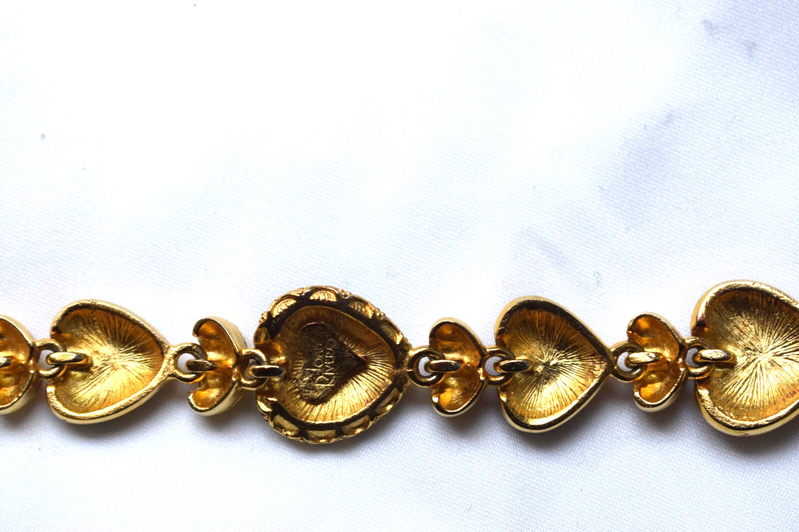Joan Rivers Hearts & Flowers Bracelet Gold Tone w/ Enameled Hearts Signed Rare!